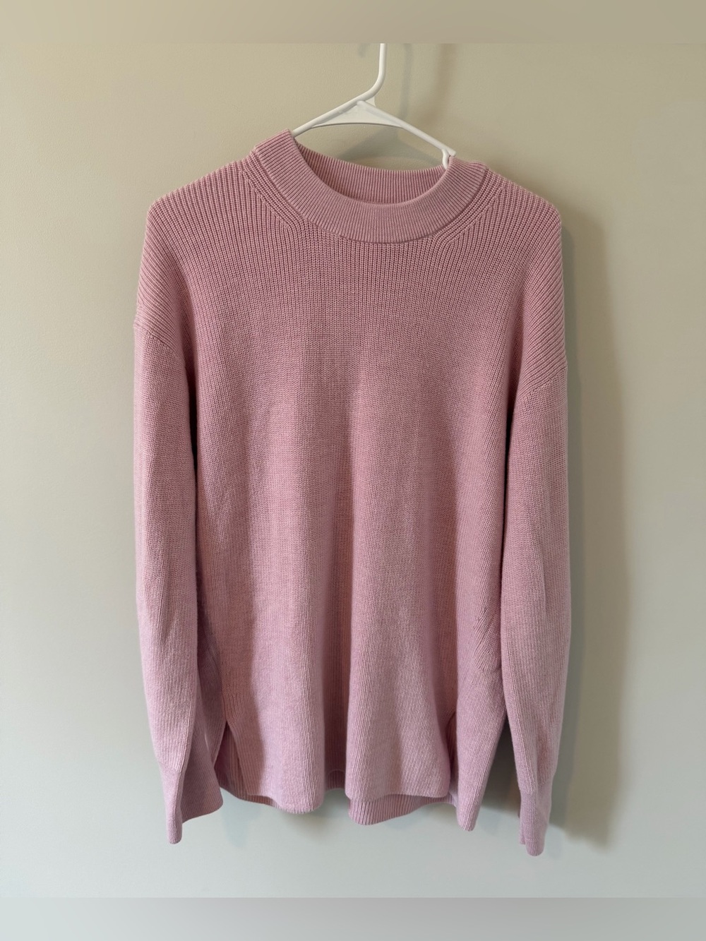 Lululemon Merino Wool Ribbed Crewneck Sweater Pink Peony Womens Size 8